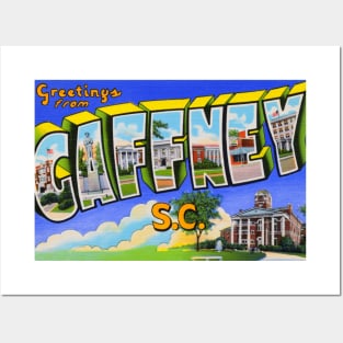 Greetings from Gaffney South Carolina, Vintage Large Letter Postcard Posters and Art